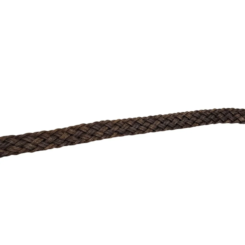 Donna Katz Basic Braided Leather Belt Brass Buckle Woven Brown Belt Large Office